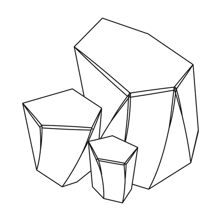 Light green rough gemstone icon in outline style isolated on white background. Precious minerals and jeweler symbol stock vector illustration.のイラスト素材