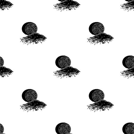 Nutmeg icon in black style isolated on white background. Herb an spices pattern stock vector illustration.のイラスト素材