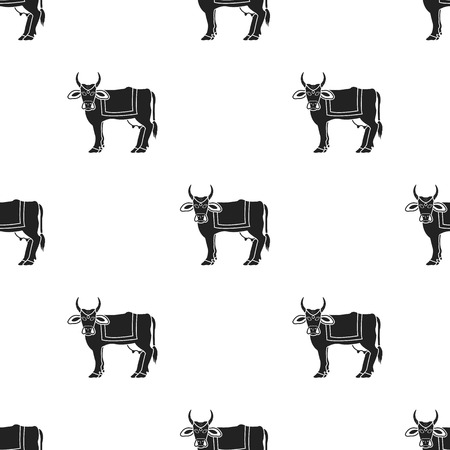 Sacred cow icon in black style isolated on white background. India pattern illustration.のイラスト素材