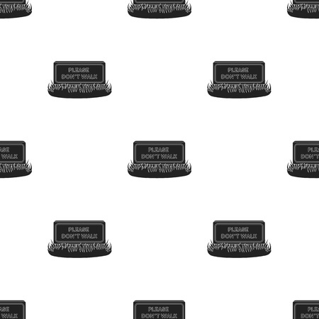 Please do not walk icon in black style isolated on white background. Park pattern illustration.のイラスト素材