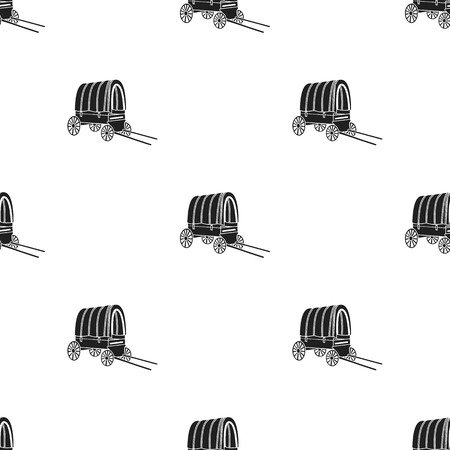 Cowboy wagon icon in black style isolated on white background.のイラスト素材