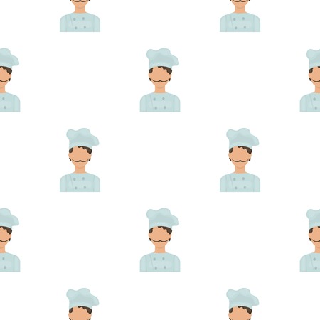 Chef icon in cartoon style isolated on white background. Pizza and pizzeria pattern illustration.のイラスト素材