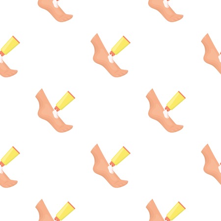 Cream for feet icon in cartoon style isolated on white background. Skin care pattern illustration.のイラスト素材