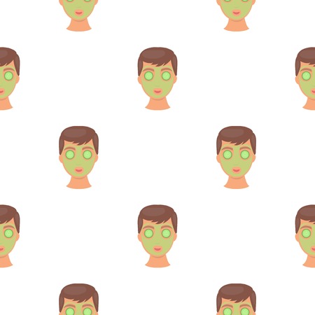 Facial mask icon in cartoon style isolated on white background. Skin care pattern illustration.のイラスト素材