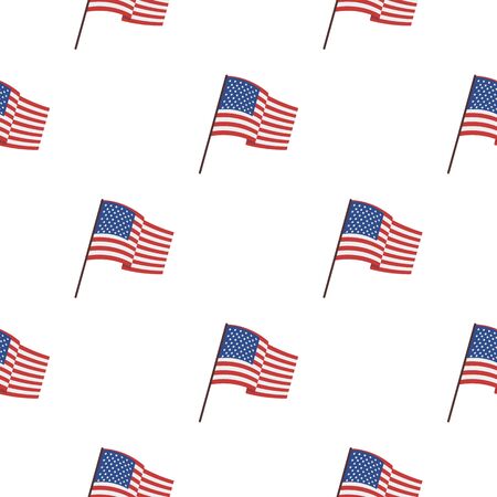Flag of the United States icon in cartoon style isolated on white background. USA country pattern stock vector illustration.のイラスト素材