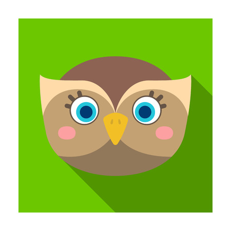 Owl muzzle icon in flat design isolated on white background. Animal muzzle symbol stock illustration.のイラスト素材