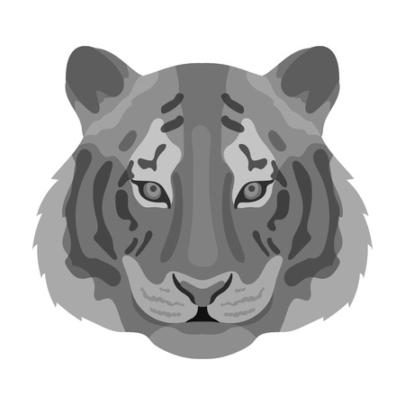 Tiger icon in monochrome design isolated on white background. Realistic animals symbol stock illustration.のイラスト素材