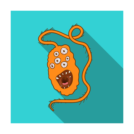 Orange virus icon in flat design isolated on white background. Viruses and bacteries symbol stock illustration.のイラスト素材
