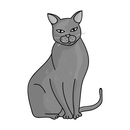 Chartreux icon in monochrome design isolated on white background. Cat breeds symbol stock illustration.のイラスト素材