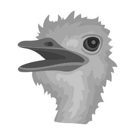 Ostrich icon in monochrome style isolated on white background. Realistic animals symbol stock vector illustration.のイラスト素材