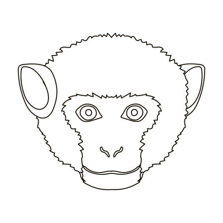 Monkey icon in outline design isolated on white background. Realistic animals symbol stock illustration.のイラスト素材
