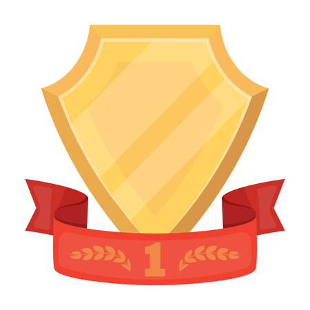 Golden award with red ribbon.The medal of valor.Awards and trophies single icon in cartoon style vector symbol stock illustration.のイラスト素材