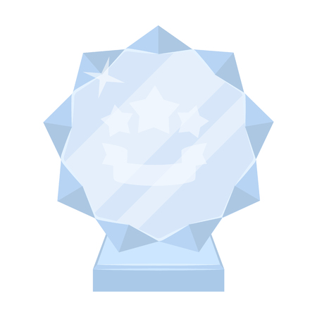 Crystal trophy in the shape of a star.Award for the best song in the talent contest .Awards and trophies single icon in cartoon style vector symbol stock illustration.のイラスト素材