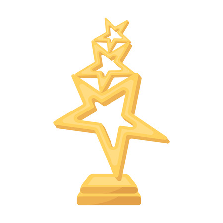 The reward in the form of gold stars on a stand. The award winner of the singing contest.Awards and trophies single icon in cartoon style vector symbol stock illustration.のイラスト素材