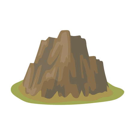 High steep mountain with grass the dark colors with sharp spikes.Different mountains single icon in cartoon style vector symbol stock illustration.のイラスト素材