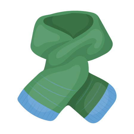 Stylish green scarf under a jacket.Scarves and shawls single icon in cartoon style vector symbol stock illustration.のイラスト素材