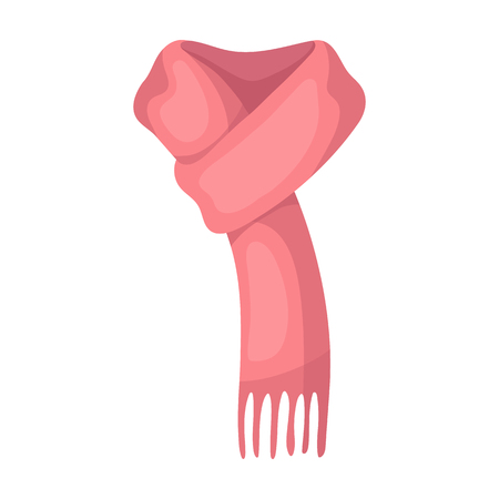 Pink warm wool scarf in ropes.Scarves and shawls single icon in cartoon style vector symbol stock illustration.のイラスト素材
