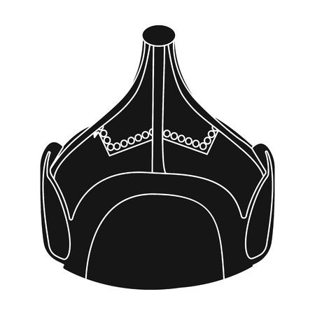 Mongolian military helmet.Colored metal helmet conical shape.Mongolia single icon in black style vector symbol stock illustration.のイラスト素材