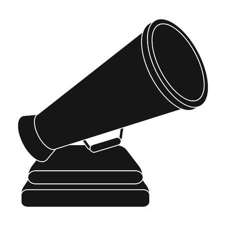 The prize in the form of a loudspeaker on a stand.The award for best Director.Movie awards single icon in black style vector symbol stock illustration.のイラスト素材