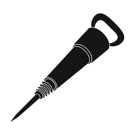Iron jackhammer. A hammer for pounding rocks.Tool miner.Mine Industry single icon in black style vector symbol stock illustration.のイラスト素材