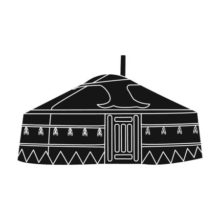 Tent in the Mongolian patterns.Mongolian tent.Housing the ancient Mongols.Mongolia single icon in black style vector symbol stock illustration.のイラスト素材