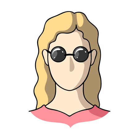 A woman with blond hair with glasses.A blind woman because of diabetes.Diabetes single icon in cartoon style vector symbol stock illustration.のイラスト素材