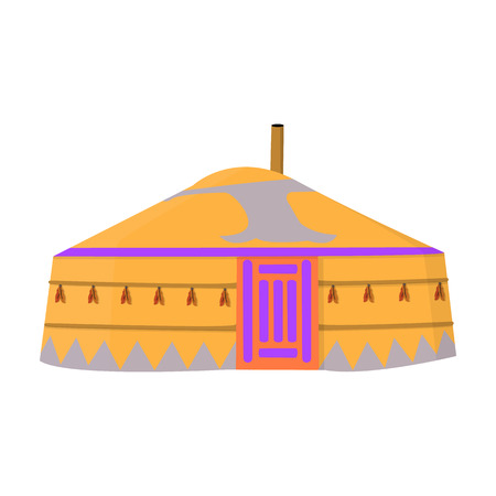 Tent in the Mongolian patterns.Mongolian tent.Housing the ancient Mongols.Mongolia single icon in cartoon style vector symbol stock illustration.のイラスト素材