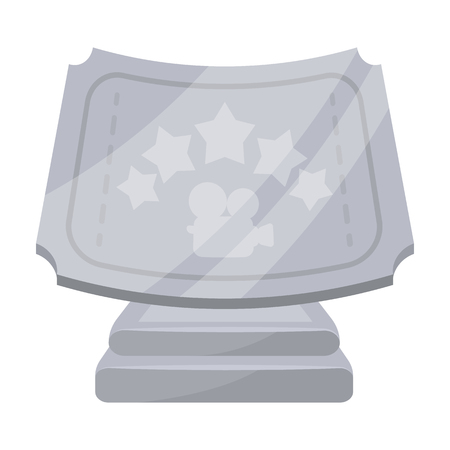 Silver prize with star, and camera on a stand.Movie awards single icon in cartoon style vector symbol stock illustration.のイラスト素材