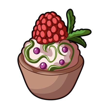 Vegetarian dessert. For vegetarians ice cream in a chocolate Cup and raspberry.Vegetarian Dishes single icon in cartoon style vector symbol stock illustrationのイラスト素材