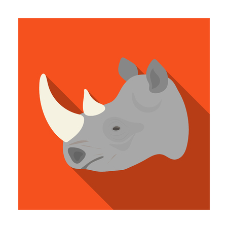 Rhinoceros icon in flat style isolated on white background. Realistic animals symbol stock vector illustration.のイラスト素材