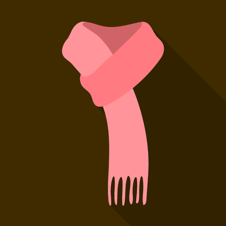 Pink warm wool scarf in ropes.Scarves and shawls single icon in flat style vector symbol stock illustration.のイラスト素材