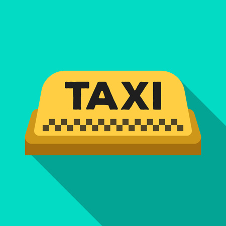 Yellow checker taxi.Equipment taxi station for identification car. Taxi station single icon in flat style vector symbol stock illustration.のイラスト素材
