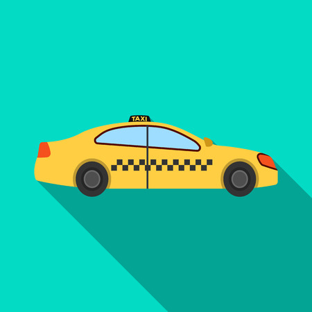 Yellow taxi car in profile.Transport taxi station for passengers. Taxi station single icon in flat style vector symbol stock illustrationのイラスト素材