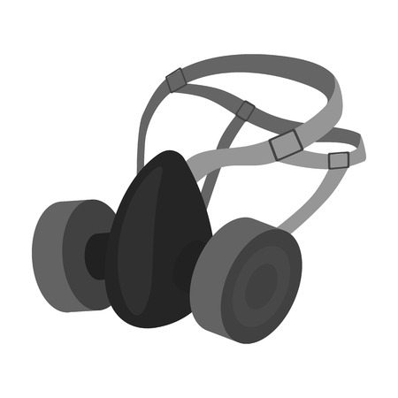 Respirator for miners. Protection from dust . Equipment of miners.Mine Industry single icon in monochrome style vector symbol stock illustration.のイラスト素材
