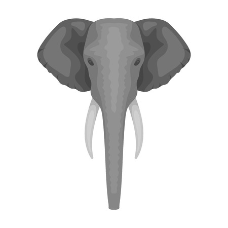 Elephant icon in monochrome style isolated on white background. Realistic animals symbol stock vector illustration.のイラスト素材