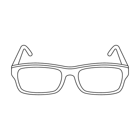 Glasses icon in outline style isolated on white background. Library and bookstore symbol stock vector illustration.のイラスト素材