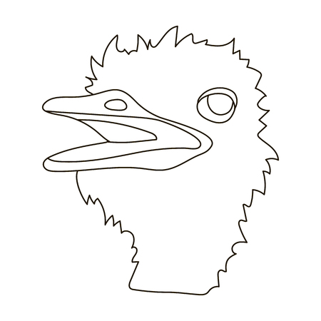Ostrich icon in outline design isolated on white background. Realistic animals symbol stock vector illustration.のイラスト素材