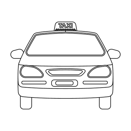Yellow taxi car.Transport taxis for passengers. Taxi station single icon in outline style vector symbol stock illustration.のイラスト素材