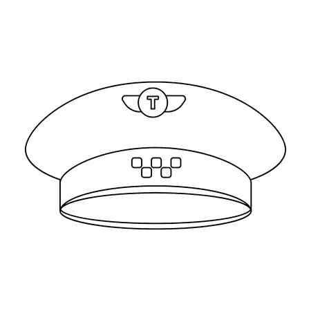 Black cap. Uniforms taxi driver. Taxi station single icon in outline style vector symbol stock illustration.のイラスト素材