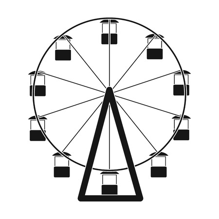 The wheel is in the amusement park. Slow attraction to explore the city.Amusement park single icon in black style vector symbol stock illustration.のイラスト素材