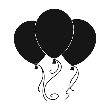 Blue pink and yellow balloons for children. Children s toys in the amusement park.Amusement park single icon in black style vector symbol stock illustration.のイラスト素材
