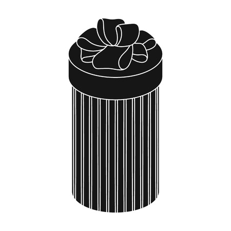 Brown box in the form of a cylinder. Gift wrapping for coffee.Gifts and Certificates single icon in black style vector symbol stock illustration.のイラスト素材