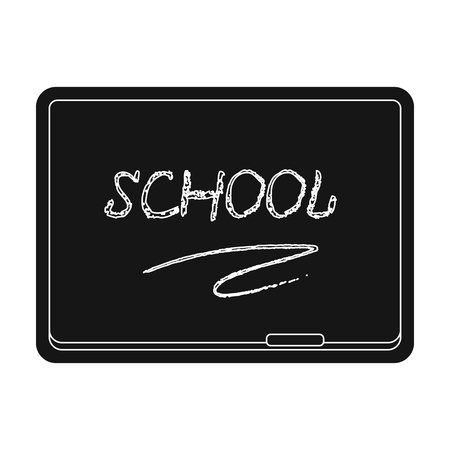 Blackboard with chalk and pointer . Board for classes.School And Education single icon in black style vector symbol stock illustration.のイラスト素材