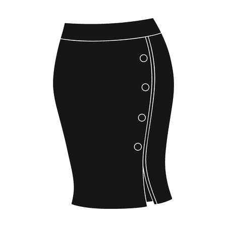 Blue-fitting skirt with slit and buttons. Part strict working style of clothing.Women clothing single icon in black style vector symbol stock illustration.のイラスト素材