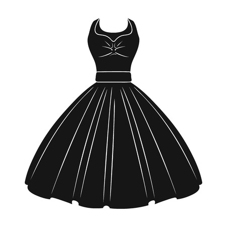 White fluffy wedding dress for a girl. Wedding wear.Women clothing single icon in black style vector symbol stock illustration.のイラスト素材