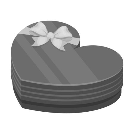 A box in the form of a red heart. A gift to a loved one.Gifts and Certificates single icon in monochrome style vector symbol stock illustration.のイラスト素材