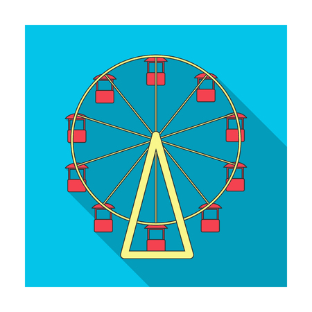 The wheel is in the amusement park. Slow attraction to explore the city.Amusement park single icon in flat style vector symbol stock illustration.のイラスト素材
