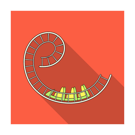Roller coaster for children and adults. Dead loops, dangerous turns, terrible rides.Amusement park single icon in flat style vector symbol stock illustration.のイラスト素材