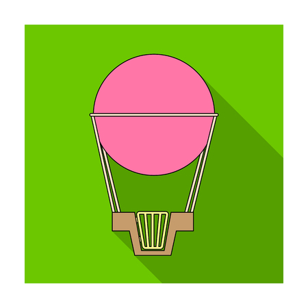 Aerostat. Pink big balloon for flight and travel.Amusement park single icon in flat style vector symbol stock illustration.のイラスト素材