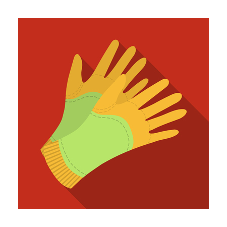 Garden gloves to work with the land in the garden. Protective gardener clothing.Farm and gardening single icon in flat style vector symbol stock illustration.のイラスト素材